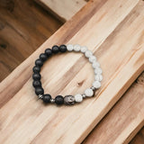 Black and White Chakra Yoga Stretchable Bracelet
