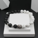 Black and White Chakra Yoga Stretchable Bracelet