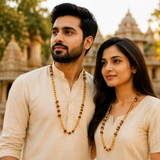 Gold Plated Rudraksha Chain Mala – Original Natural Rudraksha Necklace for Men & Women