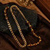 Gold Plated Rudraksha Chain Mala – Original Natural Rudraksha Necklace for Men & Women