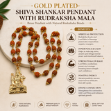 Gold Plated Shiva Shankar Bholenath Pendant Brass with Rudraksha Mala | Brass Shiva Locket for Men & Women