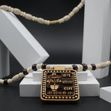 Hanuman Ji Jai Sita Ram Name Square Locket Tulsi Kanthi Round Beads Mala