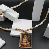 Jai Shree Bhageshwar Dham Tulsi Mala With Square Shape Wooden Hanumanji Pendant
