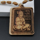 Jai Shree Bhageshwar Dham Tulsi Mala With Square Shape Wooden Hanumanji Pendant