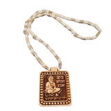 Jai Sita Ram Shri Balaji Dham Hanuman Ji Square Locket With Small Size Tulsi Kanthi Round Beads Mala