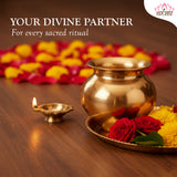 Tambe Ka Lota for Puja Big Size Temple Use, Kumkuma Kalash for Diwali, Pooja, Festival, Home Decoration, Brown Copper, Vessel for Drinking Water Karwachauth Poojan Article (1 Pcs)