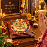Maha Meru Shree Yantra with Chowki, Meru Yantra for Puja & Spiritual Practice