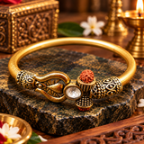 Mahadev Trishul Dmaru Golden Bracelet Kada