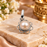 Moti Stylish Single Stone Silver Coated Locket