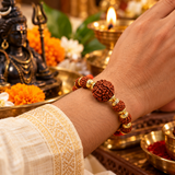 Natural 5 Mukhi Gold Cap Rudraksha Bracelet