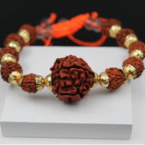 Natural 5 Mukhi Gold Cap Rudraksha Bracelet