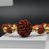 Natural 5 Mukhi Gold Cap Rudraksha Bracelet
