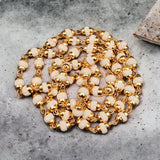 Natural Beads Tulsi Mala With Golden Cap White Bead (Small)