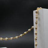Natural Beads Tulsi Mala With Golden Cap White Bead (Small)
