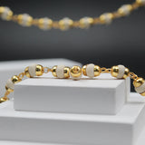 Natural Beads Tulsi Mala With Golden Cap White Bead (Small)