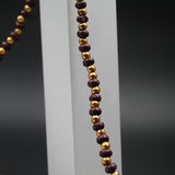 Natural Golden Small Beads Wooden Tulsi Mala with Red Sandal Beads (Small)