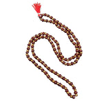 Natural Golden Small Beads Wooden Tulsi Mala with Red Sandal Beads (Small)