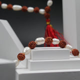 Natural Rudraksha with White Pearl Moti Mala for Men and Women