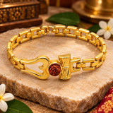Best Gold Plated OM Damru Trishul Rudraksha hand Bracelet