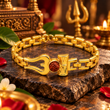 Best Gold Plated OM Damru Trishul Rudraksha hand Bracelet