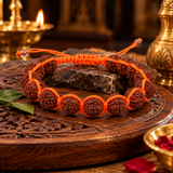 Orange Thread Breaded Rudraksha Bracelet