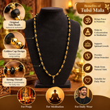 Original Black Kanthi Golden Cap Tulsi Mala