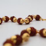 Original Panch Mukhi Rudraksha Mala with Golden Cap Beads