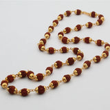 Original Panch Mukhi Rudraksha Mala with Golden Cap Beads