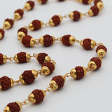 Original Panch Mukhi Rudraksha Mala with Golden Cap Beads