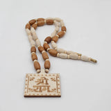 Original Shree Ram Name Square Locket With Tulsi Wooden White Brown Bead Mala
