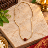Original Small Beads Tulsi Mala with One 5 Five Mukhi Rudraksha