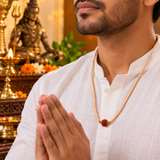Original Small Beads Tulsi Mala with One 5 Five Mukhi Rudraksha