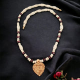 Original Tulsi Kanthi White Red Mala With Radha Round Cylndrical Pendant