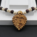 Original Tulsi Kanthi White Red Mala With Radha Round Cylndrical Pendant