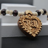 Original Tulsi Kanthi White Red Mala With Radha Round Cylndrical Pendant