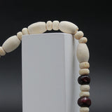 Original Tulsi Kanthi White Red Mala With Radha Round Cylndrical Pendant