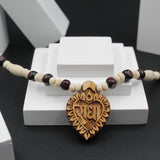 Original Tulsi Kanthi White Red Mala With Radha Round Cylndrical Pendant