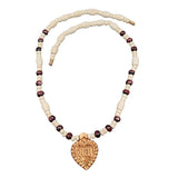 Original Tulsi Kanthi White Red Mala With Radha Round Cylndrical Pendant