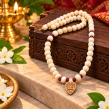 Original Wooden Tulsi Mala With Radha Heart Locket Mala