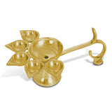 Panch Aarti Diya - Brass Made High Quality | 5 Arti Diya for Puja | 5 Face Brass Diya Pooja Stand for Home & Office