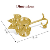 Panch Aarti Diya - Brass Made High Quality | 5 Arti Diya for Puja | 5 Face Brass Diya Pooja Stand for Home & Office