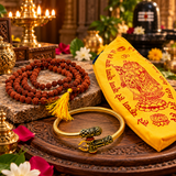 Pack of 3 Natural Gomukhi Mala Jaap Bag Cotton, Om Mahakal Kada & Rudraksha Mala Combo