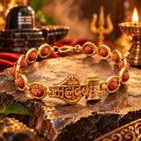 Premium Shiv Mahadev Trishul Damru Stylish Golden Bracelet