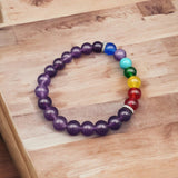Purple 7 Chakra Yoga Stretchable Bracelet