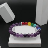 Purple 7 Chakra Yoga Stretchable Bracelet
