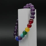 Purple 7 Chakra Yoga Stretchable Bracelet