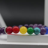 Purple 7 Chakra Yoga Stretchable Bracelet