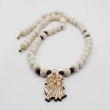 Radha Krishna Ji Locket ,White Brown Circular Bead Pure Tulsi Mala