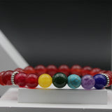 Red Natural Stones 7 Chakra Yoga Stretchable Bracelet