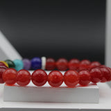 Red Natural Stones 7 Chakra Yoga Stretchable Bracelet
